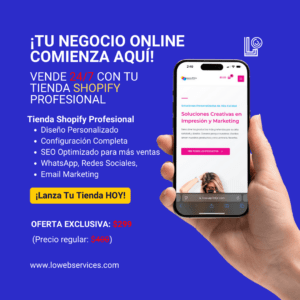 Tienda Shopify Profesional optimizada para vender 24/7 con SEO avanzado